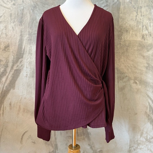 NWT Tahari Wrap Ribbed Feminine Blouse Wmn’s Sz L - Picture 1 of 9